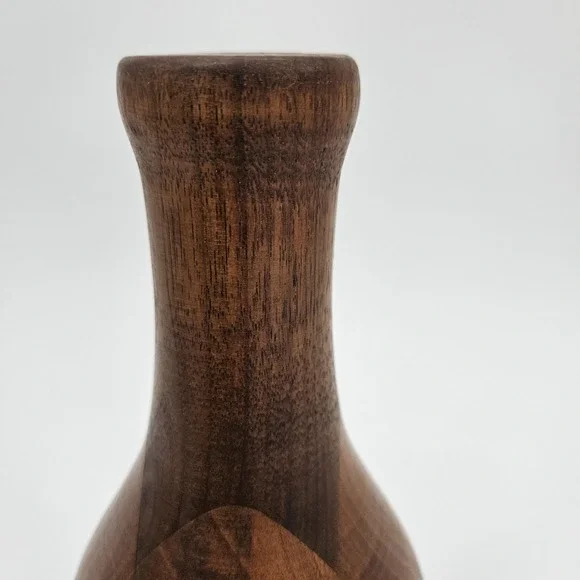 Hand Crafted Turned MCM Hardwood Vase Signed by Artist - Handcrafted Natural - Picture 3 of 14